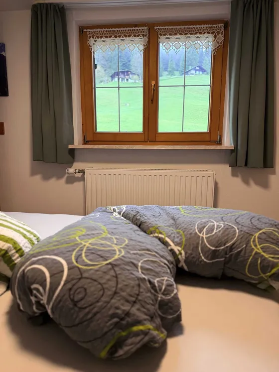Blik vanuit slaapkamer 1 van Appartement 11 naar het raam